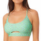 California Waves Junior's Printed Cutout Bralette Bikini Top Swimsuit Green