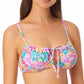 California Waves Junior's Printed Keyhole Bikini Top Swimsuit White