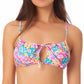 California Waves Junior's Printed Keyhole Bikini Top Swimsuit White