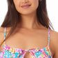 California Waves Junior's Printed Keyhole Bikini Top Swimsuit White