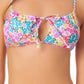 California Waves Junior's Printed Keyhole Bikini Top Swimsuit White