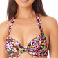 California Waves Junior's Printed Underwire Push Up Bikini Top Swimsuit Black Size X-Small