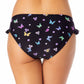 California Waves Junior's Ruffle Hipster Bikini Bottoms Swimsuit Black