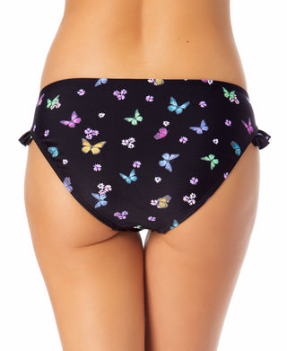 California Waves Junior's Ruffle Hipster Bikini Bottoms Swimsuit Black