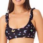 California Waves Women's  Juniors' Ruffle Bralette Bikini Top Swimsuit Black Size Large