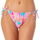 California Waves Junior's Printed String Bikini Bottoms Swimsuit Pink