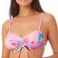 California Waves Junior's Cinch Front Strappy Bikini TopSwimsuit Pink