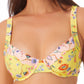 California Waves Junior's Printed Underwire Bikini Top Swimsuit Yellow