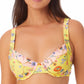 California Waves Junior's Printed Underwire Bikini Top Swimsuit Yellow