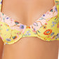 California Waves Junior's Printed Underwire Bikini Top Swimsuit Yellow