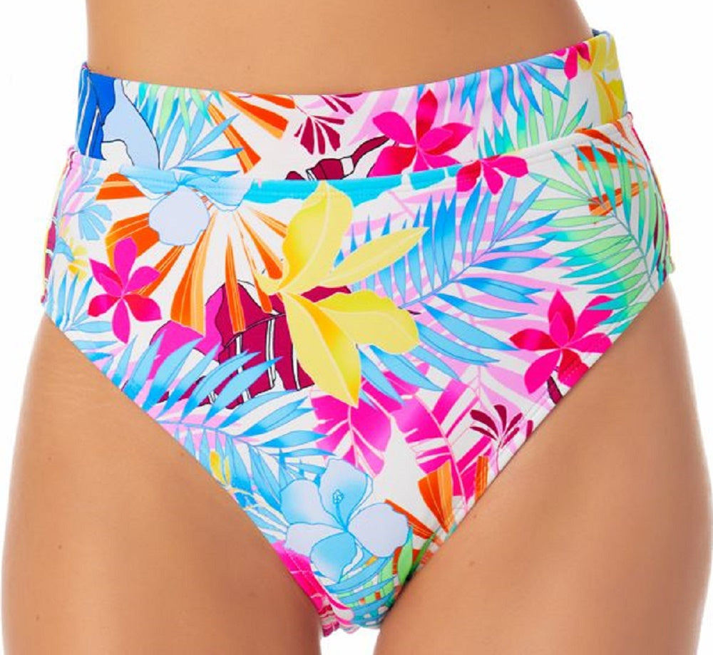 California Waves Junior's Printed High Waist Bikini Bottoms Swimsuit Multi Size Small