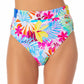 California Waves Junior's Printed High Waist Bikini Bottoms Swimsuit White