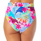 California Waves Junior's Printed High Waist Bikini Bottoms Swimsuit White