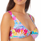 California Waves Junior's Floral Print Bikini Top Swimsuit White