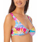 California Waves Juniors'  Women's Floral-Print Bikini Top Swimsuit White Size XL