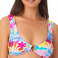 California Waves Juniors'  Women's Floral-Print Bikini Top Swimsuit White Size XL