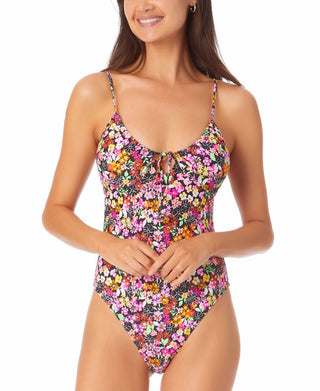 California Waves Junior's Printed One Piece Swimsuit Pink Size Medium