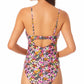 California Waves Junior's Printed One Piece Swimsuit Pink Size Medium