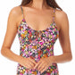 California Waves Junior's Printed One Piece Swimsuit Pink Size Medium