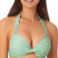 California Waves Women's  Juniors' Printed Underwire Push-Up Bikini Top  Swimsuit Green Size Small