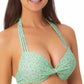 California Waves Women's  Juniors' Printed Underwire Push-Up Bikini Top  Swimsuit Green Size Small