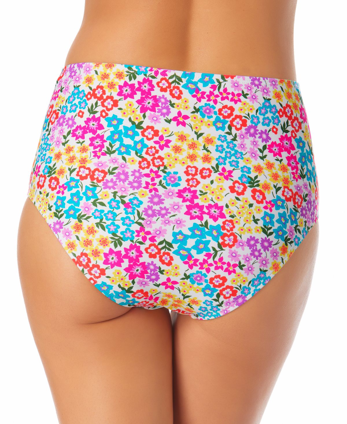 California Waves Junior's High Rise Strappy Side Bikini Bottoms Swimsuit White