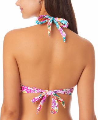 California Waves Junior's Printed Underwire Push Up Bikini Top Swimsuit White