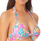 California Waves Junior's Printed Underwire Push Up Bikini Top Swimsuit White
