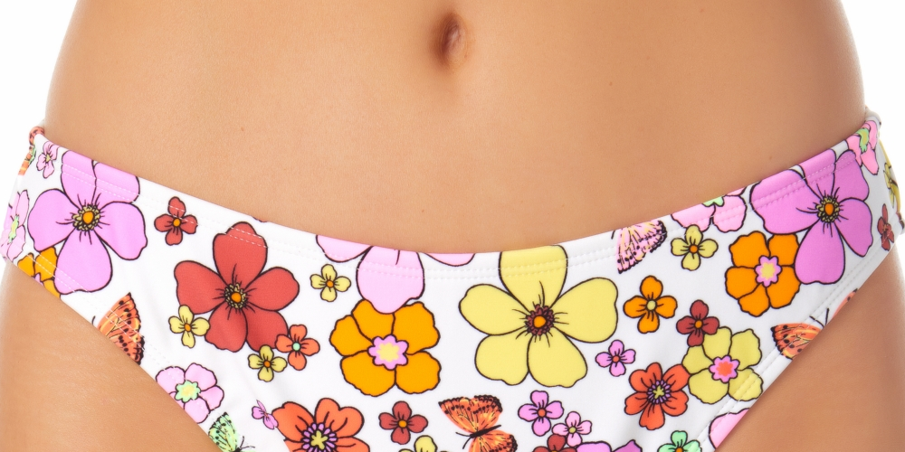 California Waves Junior's Floral Print Hipster Bikini Bottoms Swimsuit White Size X-Small