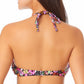 California Waves Junior's Handkerchief Halter Bikini Top Swimsuit Black Multi