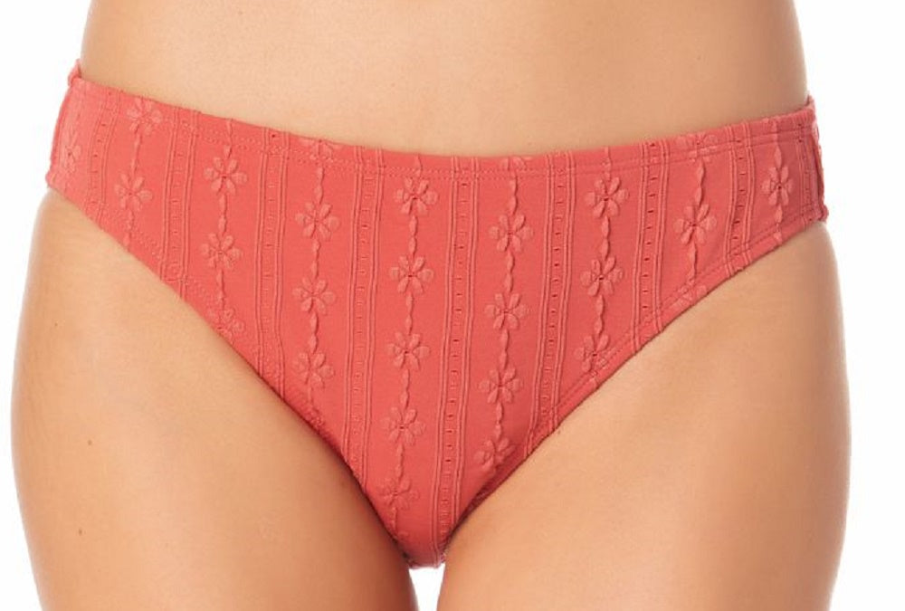 California Waves Junior's Textured Hipster Bikini Bottoms Swimsuit Orange