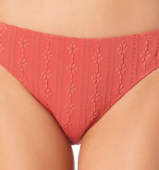 California Waves Junior's Textured Hipster Bikini Bottoms Swimsuit Orange