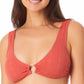 California Waves Junior's Jacquard Bralette Bikini Top Swimsuit Orange