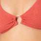 California Waves Junior's Jacquard Bralette Bikini Top Swimsuit Orange