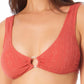 California Waves Junior's Jacquard Bralette Bikini Top Swimsuit Orange