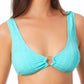 California Waves Junior's Jacquard Bralette Bikini Top Swimsuit Blue