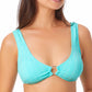 California Waves Junior's Jacquard Bralette Bikini Top Swimsuit Blue