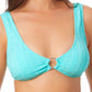 California Waves Junior's Jacquard Bralette Bikini Top Swimsuit Blue