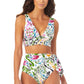 Anne Cole Women's Paisley Print Banded Bralette Bikini Top Swimsuit White Size X-Small