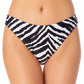 California Waves Junior's Zebra Print Hipster Bikini Bottoms Swimsuit Black