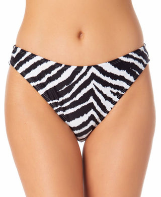 California Waves Junior's Zebra Print Hipster Bikini Bottoms Swimsuit Black