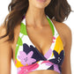 Anne Cole Women's Bold Floral Banded Halter Bikini Top Swimsuit White