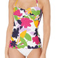 Anne Cole Women's Bold Floral Twist Strapless Tankini Top Swimsuit White Size Small