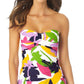 Anne Cole Women's Bold Floral Twist Strapless Tankini Top Swimsuit White Size Small
