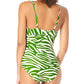 Anne Cole Women's Zebra V Wire One Piece Swimsuit Green Size 16