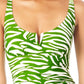 Anne Cole Women's Zebra V Wire One Piece Swimsuit Green Size 16
