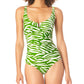 Anne Cole Women's Zebra V Wire One Piece Swimsuit Green Size 16