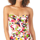 Anne Cole Women's Camo Petal Twist Front Shirred Tankini Top Swimsuit Multicolor