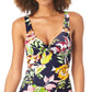Anne Cole Women's  Tropical Floral Underwire Tankini Top  Swimsuit Blue Size 36C