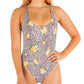Hurley Women's Printed One Piece Cheeky Swimsuit White Size Large